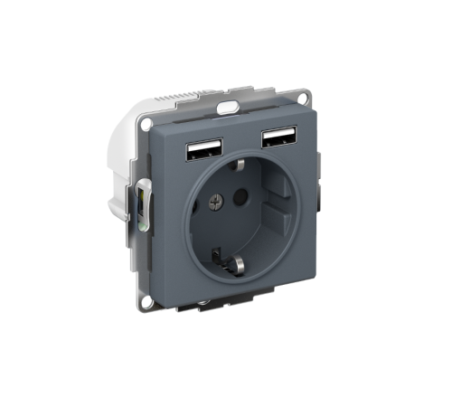 AtlasDesign Грифель Розетка 16А c 2 USB A+A, 5В/2,4А, 2х5В/1,2А, механизм  ATN000730  SE