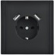 FORTE&PIANO Розетка с заземлением, со шторками в/к 16А USB A+A 3,1А FP145 черный  FP-R14-16-U21-D31-K02  IEK