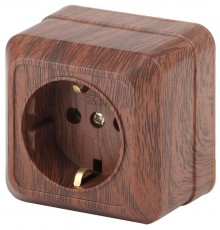 2-202-10 Intro Розетка 2P+E Schuko, 16А-250В, IP20, ОУ, Quadro, венге  Б0030124  Intro