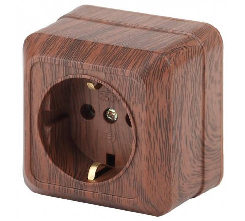 2-202-10 Intro Розетка 2P+E Schuko, 16А-250В, IP20, ОУ, Quadro, венге  Б0030124  Intro