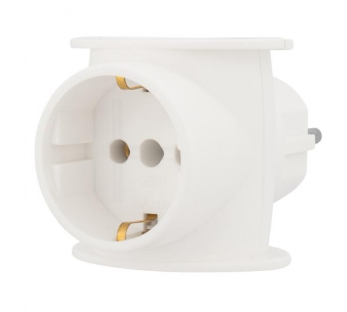 Тройник электрический универсальный 16 А одно гнездо с заземлением белый  11-1080  REXANT