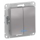 AtlasDesign Алюминий Выключатель 2-клавишный с подсветкой, сх.5а, 10АХ, механизм  ATN000353  SE