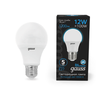 Лампа светодиодная A60 12W 1200lm 6500K E27 LED 1/10/50  102502312  Gauss
