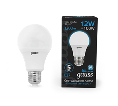 Лампа светодиодная A60 12W 1200lm 6500K E27 LED 1/10/50  102502312  Gauss