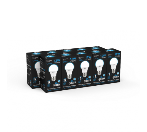 Лампа светодиодная A60 12W 1200lm 6500K E27 LED 1/10/50  102502312  Gauss