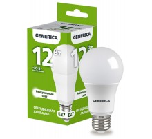 Лампа светодиодная A60 груша 12Вт 230В 4000К E27   LL-A60-12-230-40-E27-G  GENERICA