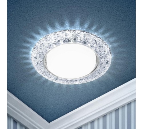 Светильник точечный встраиваемый под лампу DK LD25 15Вт GX53 прозрачный с подсветкой  Б0029635  ЭРА