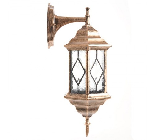 Светильник садово-парковый PL122 шестигранный на стену вниз 60W E27 230V, черное золото  11344  Feron