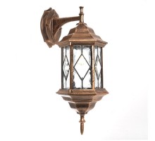 Светильник садово-парковый PL122 шестигранный на стену вниз 60W E27 230V, черное золото  11344  Feron