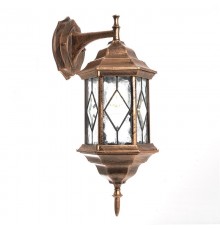 Светильник садово-парковый PL122 шестигранный на стену вниз 60W E27 230V, черное золото  11344  Feron