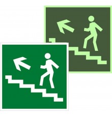 Знак эвакуационный E 16 "Направление к эвакуационному выходу по лестнице вверх" 200х200 мм  an-e-16-f  EKF