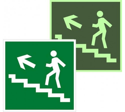 Знак эвакуационный E 16 "Направление к эвакуационному выходу по лестнице вверх" 200х200 мм  an-e-16-f  EKF