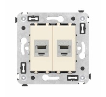 Компьютерная розетка RJ-45 без шторки в стену, кат.6 двойная экранированная, "Avanti", "Ванильная дымка"  4405794  DKC