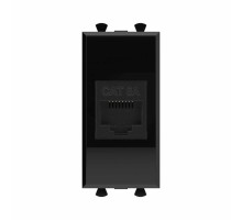 Компьютерная розетка RJ-45 без шторки модульная, кат.6А, "Avanti", "Черный квадрат", 1 модуль  4402671  DKC