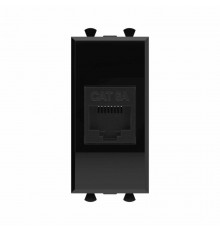 Компьютерная розетка RJ-45 без шторки модульная, кат.6А, "Avanti", "Черный квадрат", 1 модуль  4402671  DKC