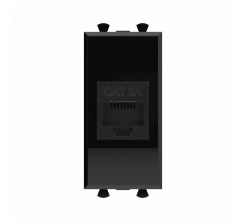 Компьютерная розетка RJ-45 без шторки модульная, кат.6А, "Avanti", "Черный квадрат", 1 модуль  4402671  DKC