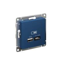 AtlasDesign Аквамарин USB Розетка A + тип-C 45Вт высокоскоростной заряд QC,PD, механизм  ATN001129  SE