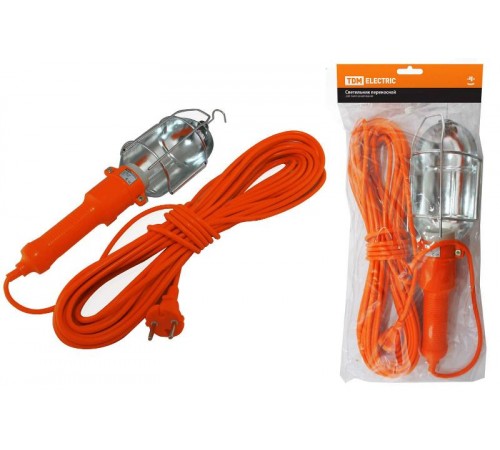 Светильник переносной УП-2Р 60Вт ЛН Е27 IP20 круглая вилка 2Р/15метров  SQ0306-0008  TDM