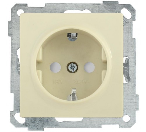BOLERO кремовый Розетка с/з со шторками 16А РС14-1-0-Б  ERB14-K33-16  IEK