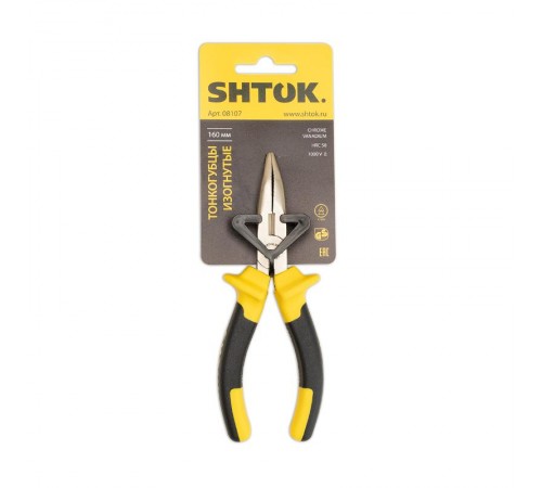 Тонкогубцы изогнутые 1000В 160 мм, SHTOK  376277  КЭАЗ