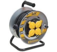 Удлинитель на катушке УК20 на мет с т/з 4 места 2Р+PЕ/20м КГ 3х1,5мм2 IP44 "Professional"  WKP16-16-04-20-44  IEK