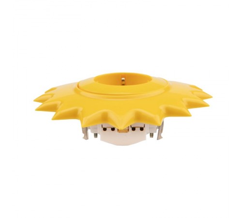 Розетка одноместная HAPPY Солнце скрытой установки с заземлением и защитными шторками, желтая  KR-78-0813  Kranz