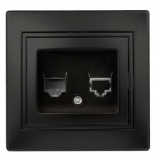 1-302-05 Intro Розетка телефонная RJ11, IP20, СУ, Plano, антрацит  Б0044574  Intro