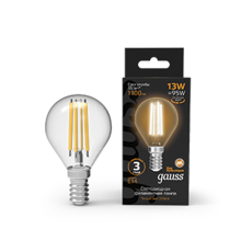 Лампа светодиодная Filament Шар 13W 1100lm 2700К Е14 LED 1/10/50  105801113  Gauss