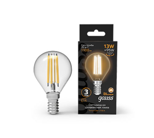 Лампа светодиодная Filament Шар 13W 1100lm 2700К Е14 LED 1/10/50  105801113  Gauss