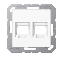 Kрышка для 2-х разъемов; без видимого винта; подпружиненная шторка; термопласт; белый  A1569-25WEWW  Jung