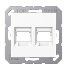 Kрышка для 2-х разъемов; без видимого винта; подпружиненная шторка; термопласт; белый  A1569-25WEWW  Jung