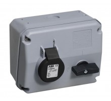 Розетка с выключателем и механической блокировкой 332MHS5, 32A, 3P+E, IP44, 5ч  2CMA167676R1000  ABB