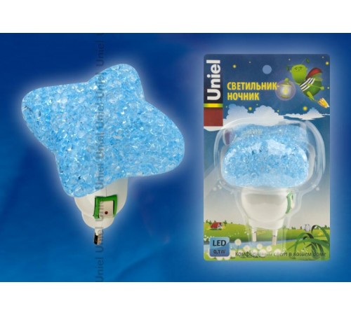Светильник-ночник DTL-309-Звездочка/BLUE/1LED/01W выключатель на корпусе.  10334  Uniel
