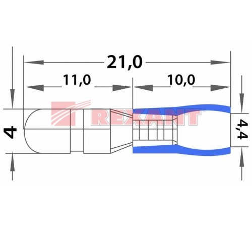 Разъем штекерный изолированный штекер 4 мм 1.5-2.5 мм (РШи-п 2.5-4/РШИп 2-5-4) синий  08-0521  REXANT