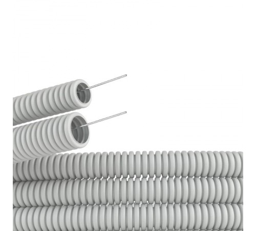Труба гибкая гофрированная ПВХ 16мм с протяжкой тяжёлая (100м) серый  91516  DKC