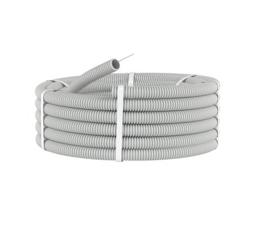 Труба гибкая гофрированная ПВХ 16мм с протяжкой тяжёлая (100м) серый  91516  DKC