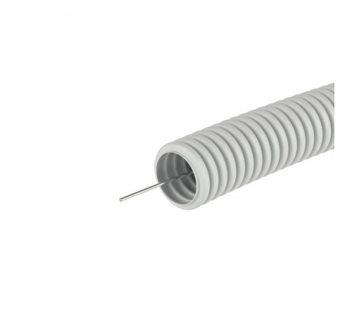 Труба гибкая гофрированная ПВХ 16мм с протяжкой тяжёлая (100м) серый  91516  DKC