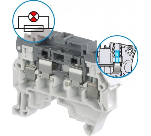 Клемма ZS4-SF1-R2 держ. пл.предохр. 5х25, 5х20мм, LED 24-60В, 2 тестовых гнезда DIA2  1SNK508413R0000  TE
