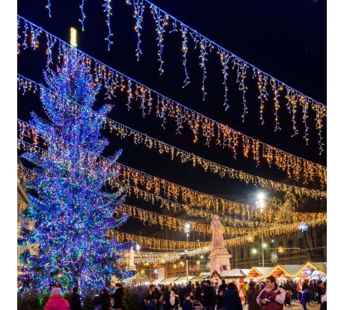 Светодиодная гирлянда ARD-EDGE-CLASSIC-2400x600-CLEAR-88LED-FLASH WARM (230V, 6W)  026005  Arlight