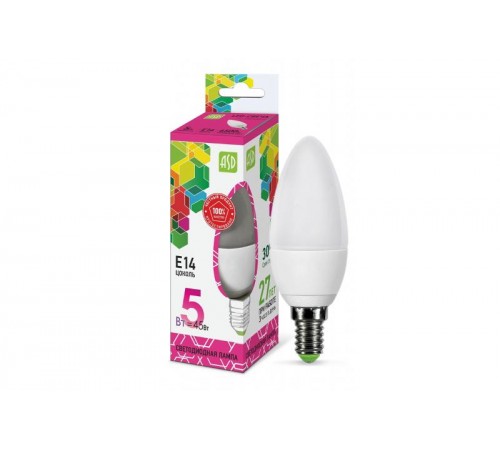 Лампа светодиодная LED-СВЕЧА-standard 5Вт 230В Е14 6500К 450Лм  4690612034072  ASD
