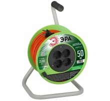 Удлинитель силовой  RP-4-2x1.5-50m на пластиковой катушке без заземления 4 розетки 50м ПВС 2х1,5мм2   Б0059784  ЭРА