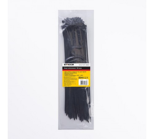 Хомут нейлоновый 4,7x350 мм, d пучка max 90 мм, нагрузка 22 кг, черный (100шт в упак)  32790  STEKKER