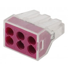 Строительно-монтажная клемма СМК NO-222-28 модель 106 6 отверстий 1.0-2.5мм2 (уп.4шт.)  Б0033401  ЭРА