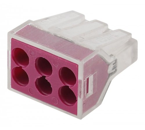 Строительно-монтажная клемма СМК NO-222-28 модель 106 6 отверстий 1.0-2.5мм2 (уп.4шт.)  Б0033401  ЭРА