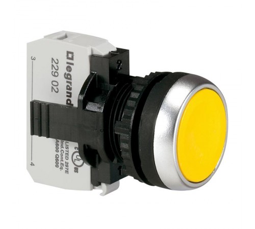 Кнопка с потайным толкателем - Osmoz - в сборе - IP 66 - желтый  023704  Legrand