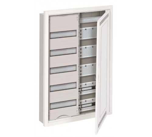 Шкаф 60М в нишу с медиапанелями 834х560х120 с расстоянием между DIN-рейками 125 мм и самозажимными клеммами N/PE и Wi-Fi дверью с вент. отверстиями U5