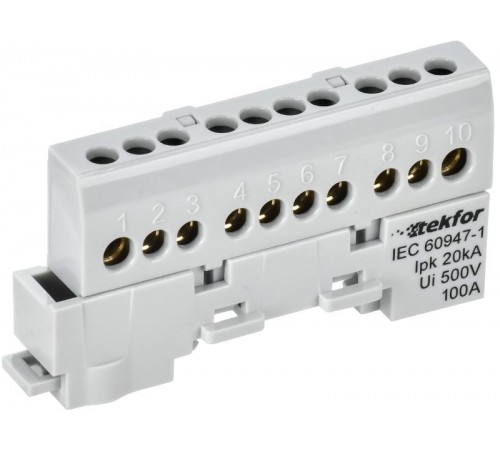 TEKFOR Шина L "фаза" изолированная на универсальном держателе 6х9-10-Ср  TF-NN10-10-KL-K03  IEK