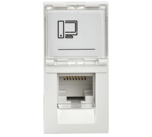 PRIMER РКИ-10-00-П-6 Розетка RJ45 кат.6 (1 модуль) белая  PR-KK40D-RI-0-1-C06U-K01  IEK