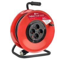 Удлинитель на катушке "Гефест 2.0" 4 гнезда 50м с заземлением и предохранителем КГ 3*2,5 16А/3,5кВт IP44 PROxima  UKG02-16-R325-4-50-IP44  EKF