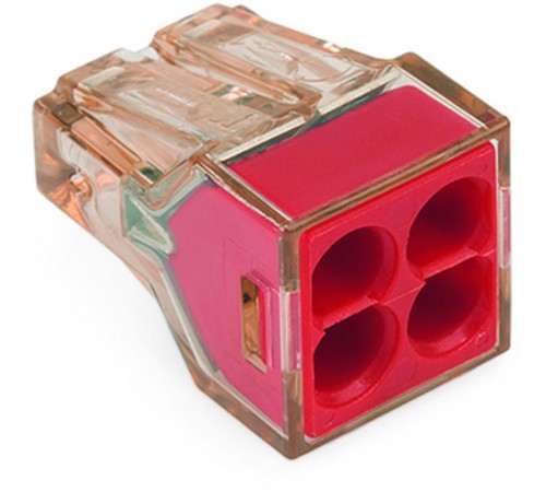 Клемма 4-проводная 1.5 - 4.0 мм2 одножильный красный (уп/100шт)  773-604  WAGO